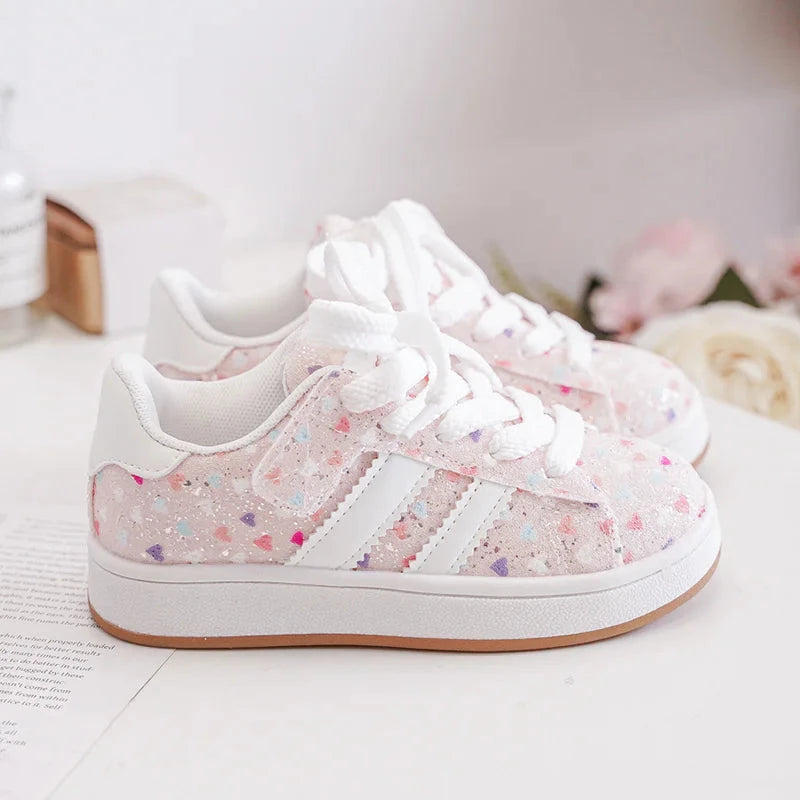 Baskets Enfant à Scratch – Chaussures Sport Enfant – Confortables et Légères – Blanc à Motifs Multicolores