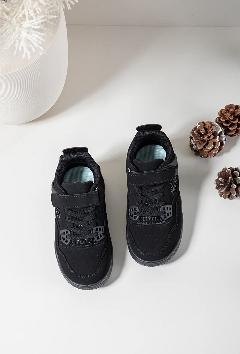 Baskets Enfant à Scratch – Chaussures Sport Enfant – Confortables et Légères – Noir