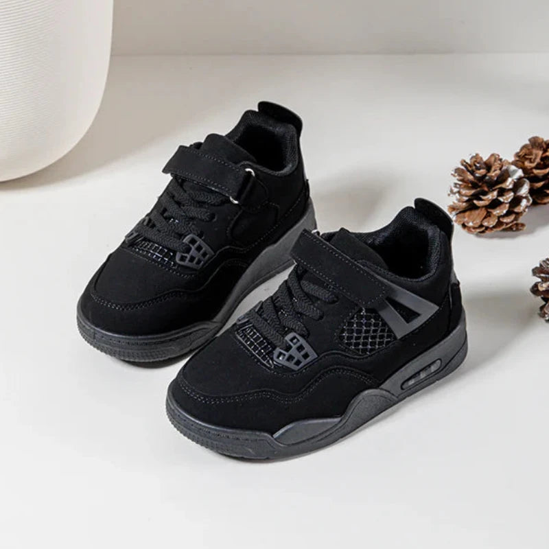 Baskets Enfant à Scratch – Chaussures Sport Enfant – Confortables et Légères – Noir