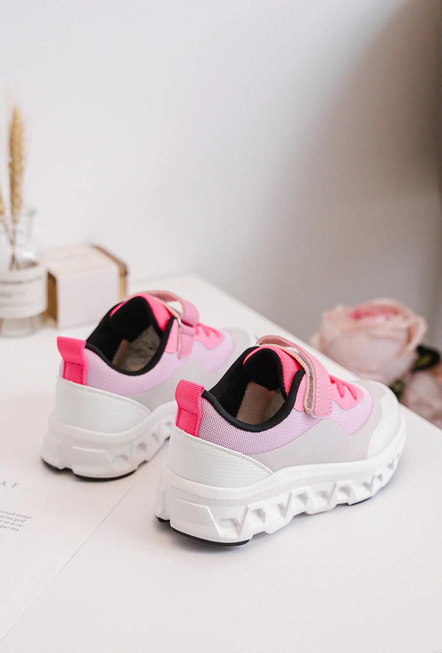 Baskets Enfant Chunky – Chaussures Enfant – Rose et Gris – Semelle Épaisse Confort