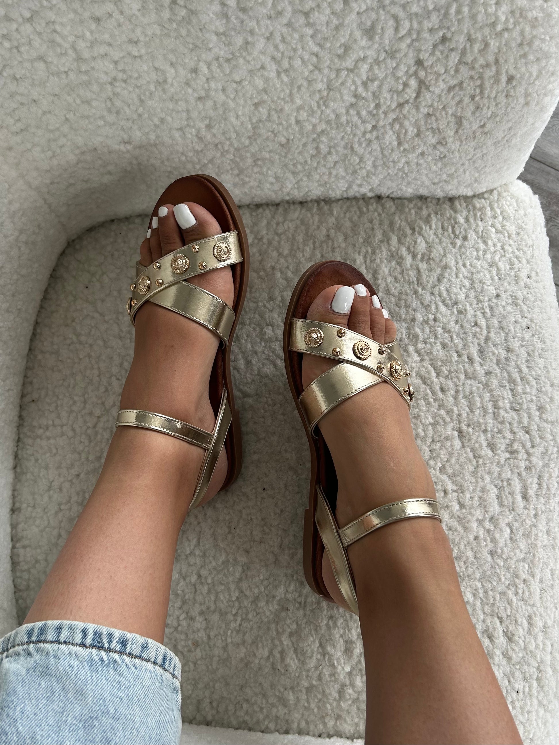 Gold Camellia Sandal