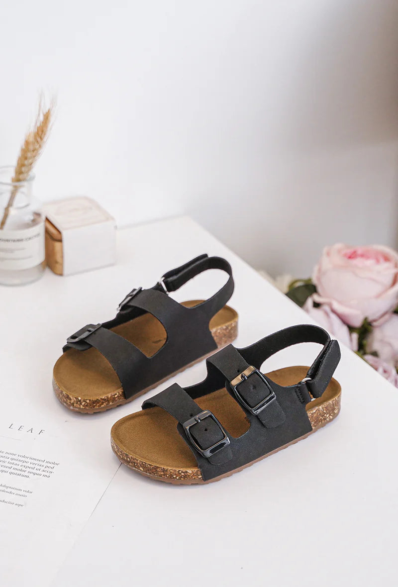 sandale Poppy Noir Avec Boucle Noir